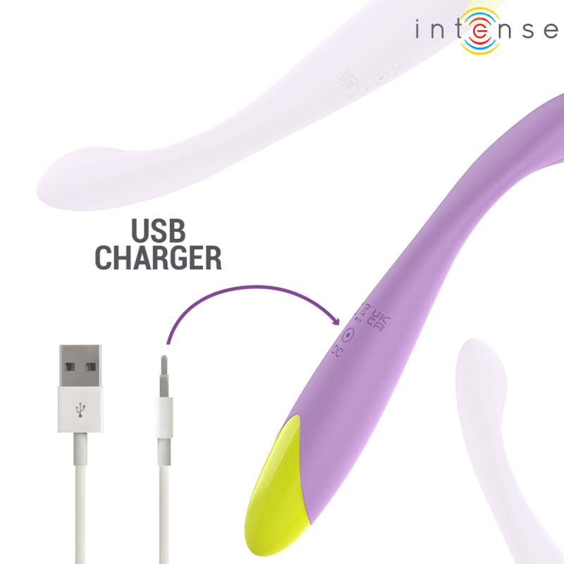 Câble de recharge USB du vibromasseur point G Lucca lilas d'Intense