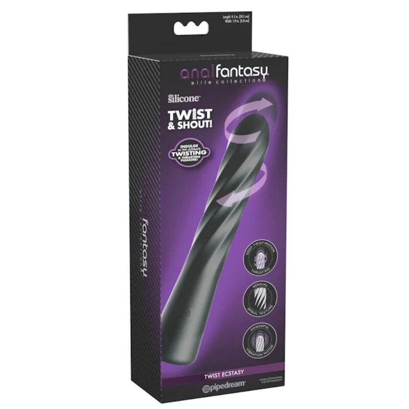 Boîte du vibromasseur anal Twist Ecstasy de la collection Anal Fantasy Elite