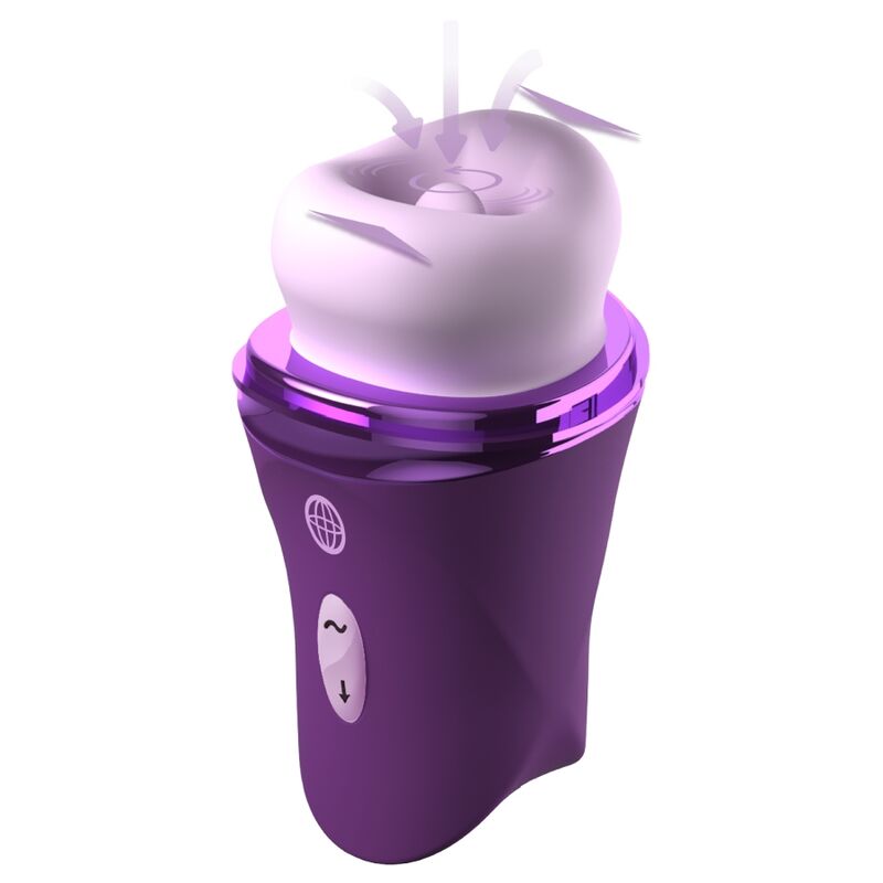Stimulateur clitoridien Lush Kiss violet de Fantasy, lèvres roses et boutons de réglage