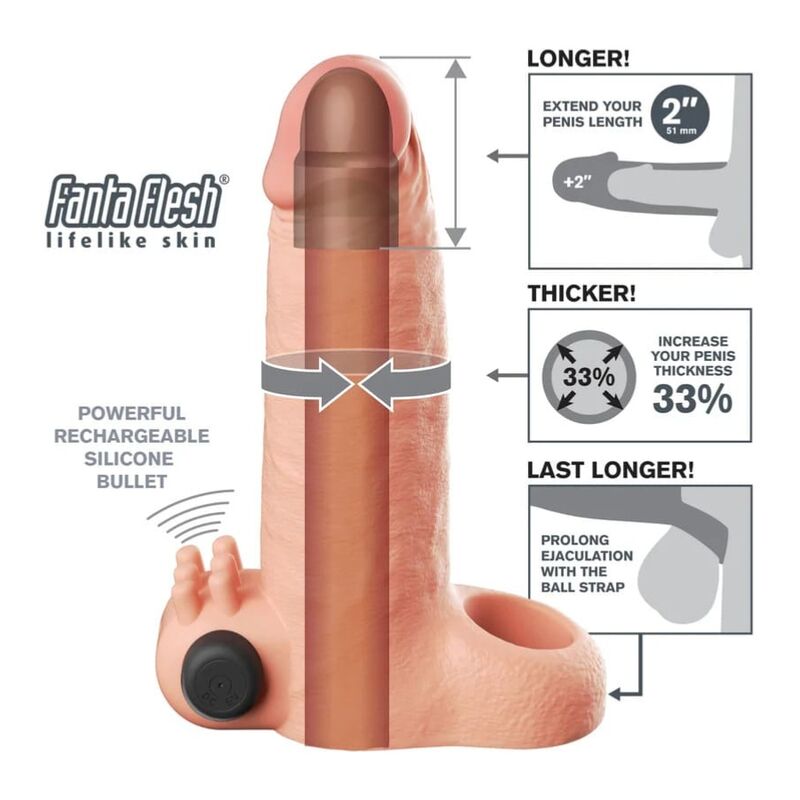 Schéma de la gaine vibrante Fantasy X-Tensions beige montrant le moteur rechargeable