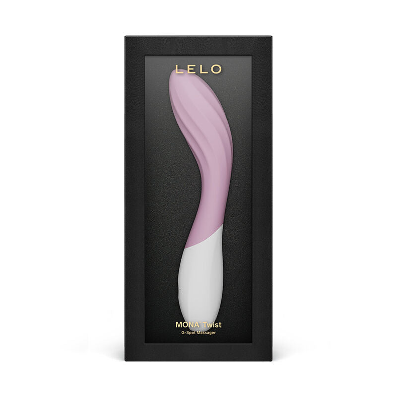 Coffret noir du vibromasseur point G Mona Twist rose poudré de Lelo