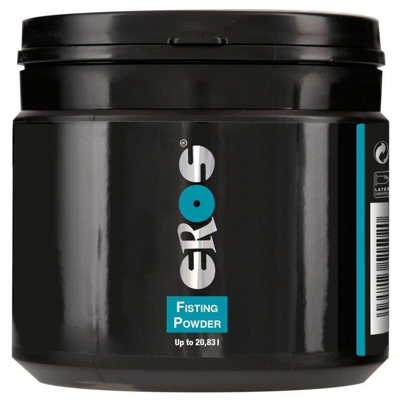 Pot noir de poudre lubrifiante Eros Fisting Powder de 250 g pour 20,83 litres