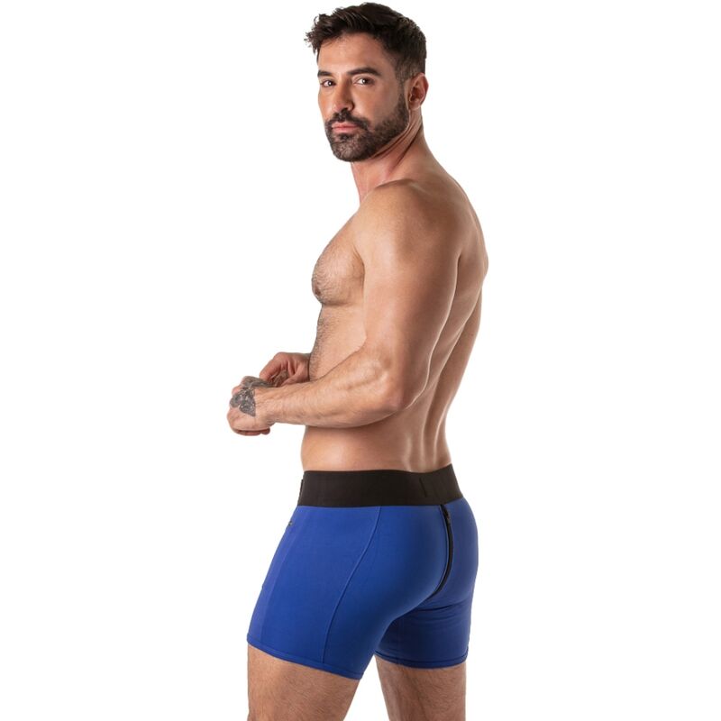 Boxer Locker Gear bleu vu de dos, ceinture élastique noire contrastée