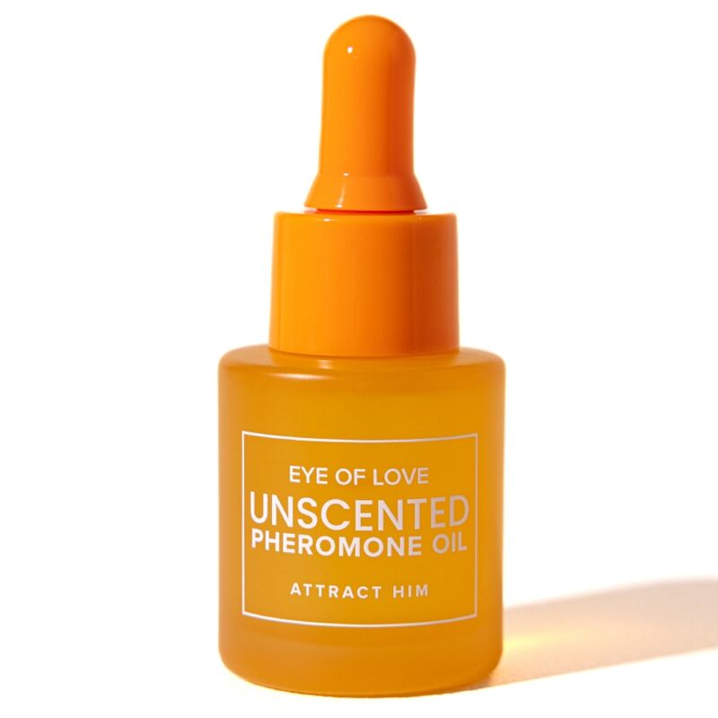 Flacon compte-gouttes orange de l'huile aux phéromones sans parfum Eye Of Love