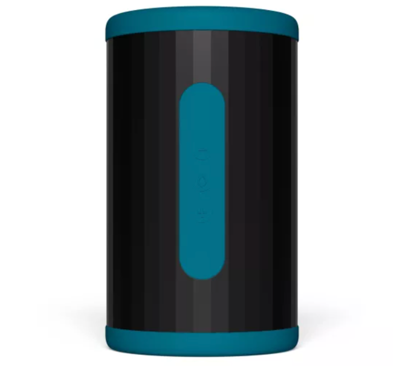 LELO F2S Double Sonic bleu vu de face, cylindre noir à bande bleue