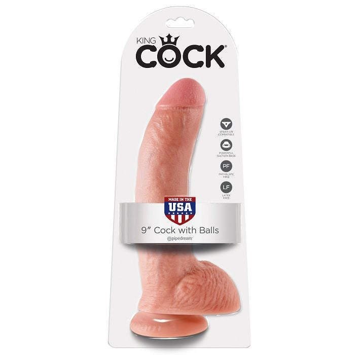 Gode Réaliste avec Testicules Ventouse 22,9 cm Latex - King Cock