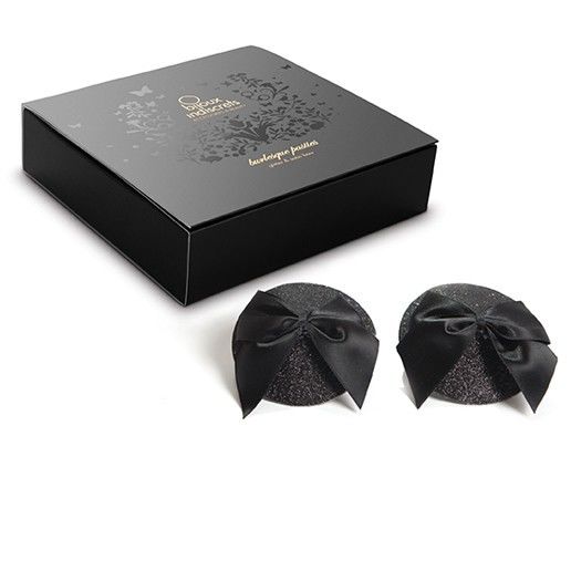 Cache-Tétons Burlesque Brillants avec Nœud Adhésifs Réutilisables - Bijoux Burlesque Pasties
