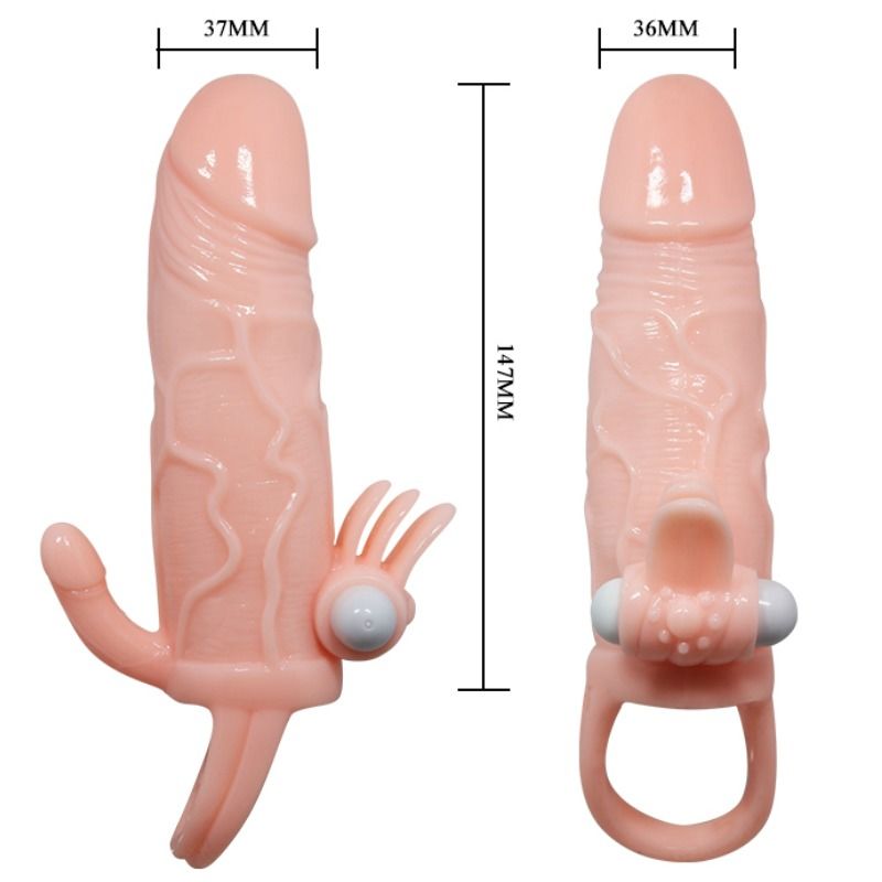 Gaine à Pénis Vibrante Brave Man Double Bullet Anal et Clito 16,5 cm - Baile