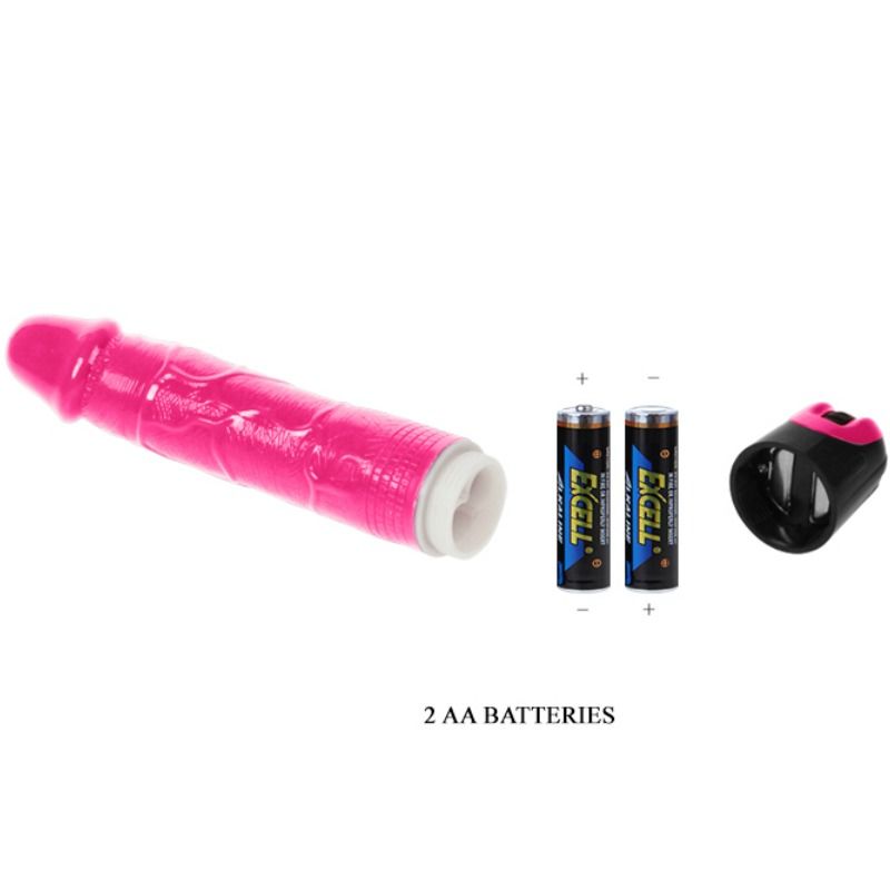 Vibromasseur Classique Veiné - Multivitesse TPR Souple Rose - Baile
