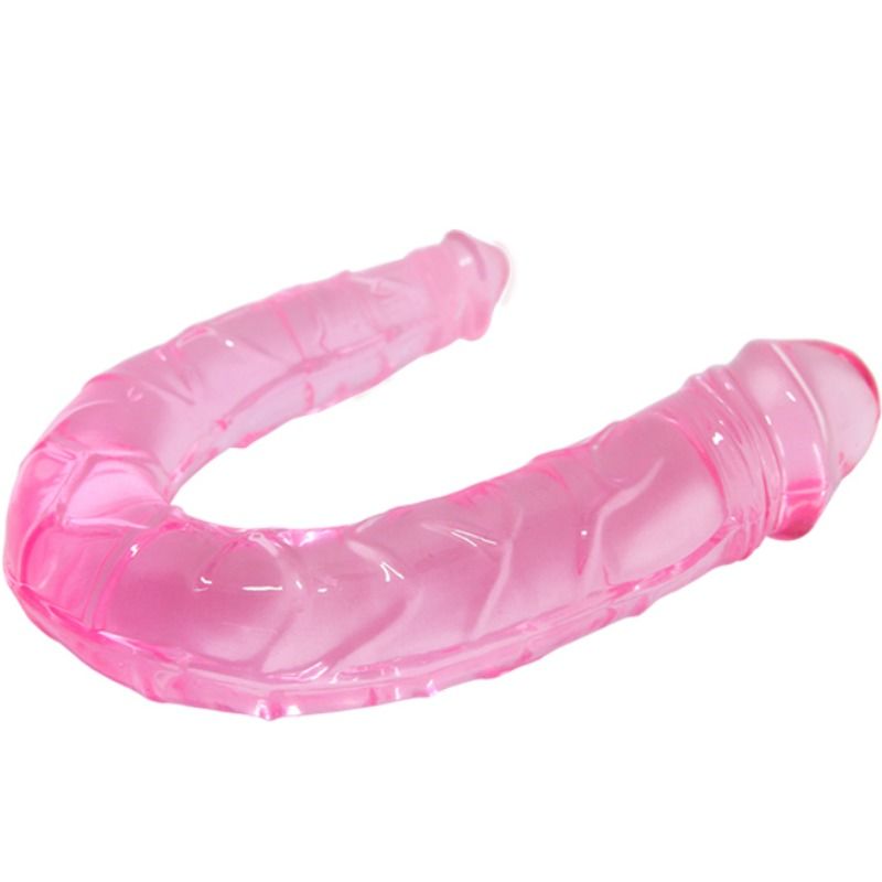 Double Gode Flexible Translucide - 30,5 cm TPR Texturé - Baile