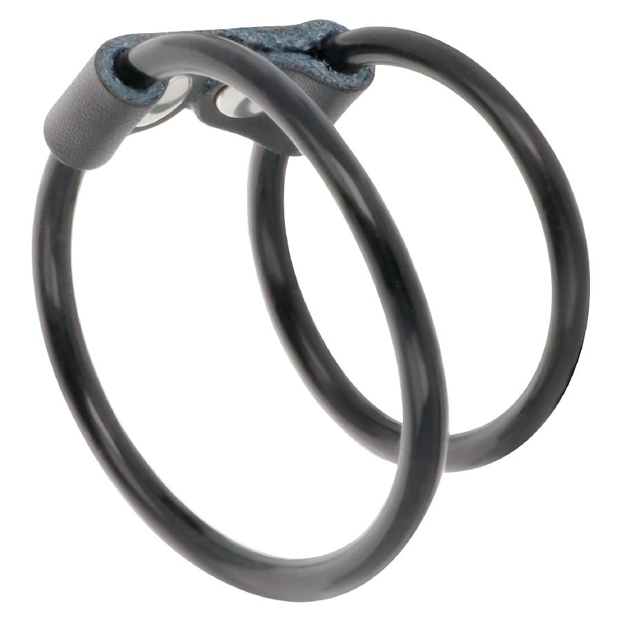 Cockring Double Anneau Métal Hypoallergénique Pénis et Testicules - Darkness