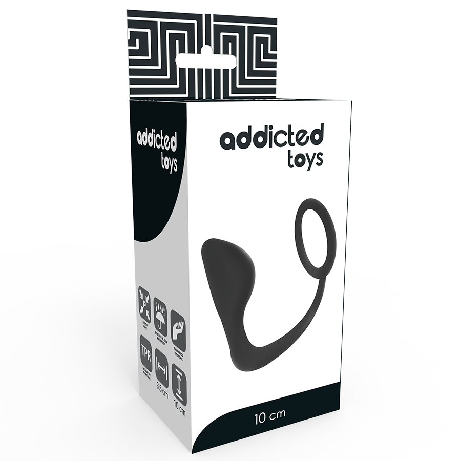 Plug Anal avec Cockring Intégré TPR Soft Touch Noir - Addicted Toys