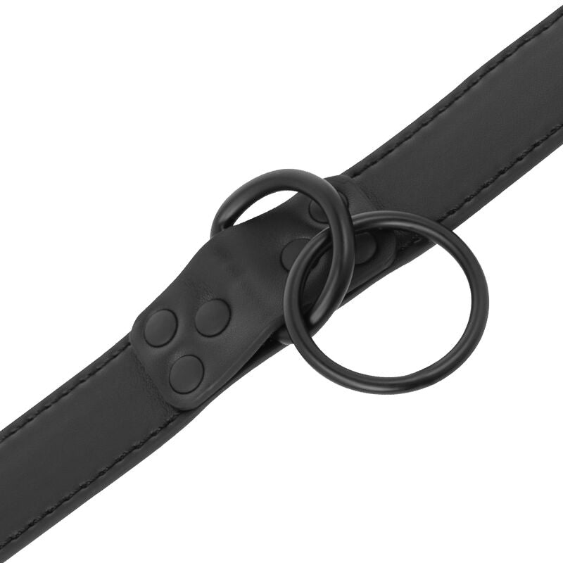 Collier BDSM Néoprène et Cuir PU avec Chaîne et Laisse - Darkness