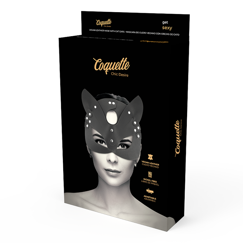 Masque Loup Oreilles de Chat Cuir Vegan Sensuel - Coquette Chic Desire