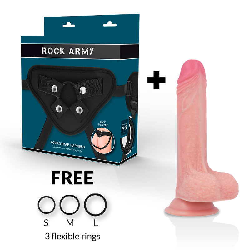 Gode Ceinture Réaliste Mustang Silicone Double Densité 18 cm - Rock Army