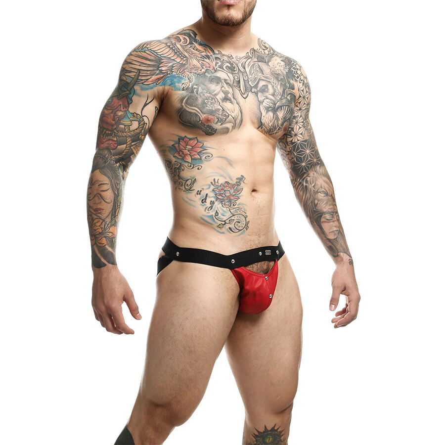 Jockstrap Dngeon Athlete Faux Cuir Look Sportif Sexy Rouge - Mob