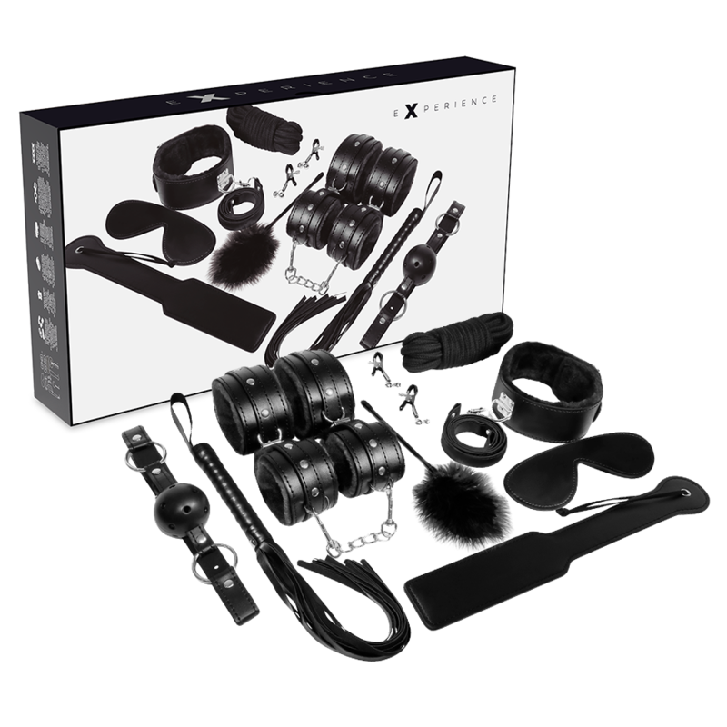Kit BDSM 8 Pièces Cuir Synthétique - Bondage Complet - Experience