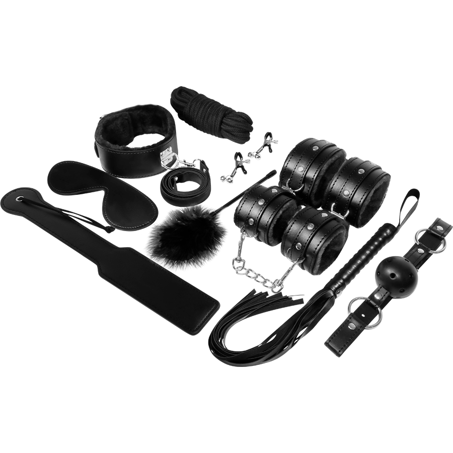 Kit BDSM 8 Pièces Cuir Synthétique - Bondage Complet - Experience