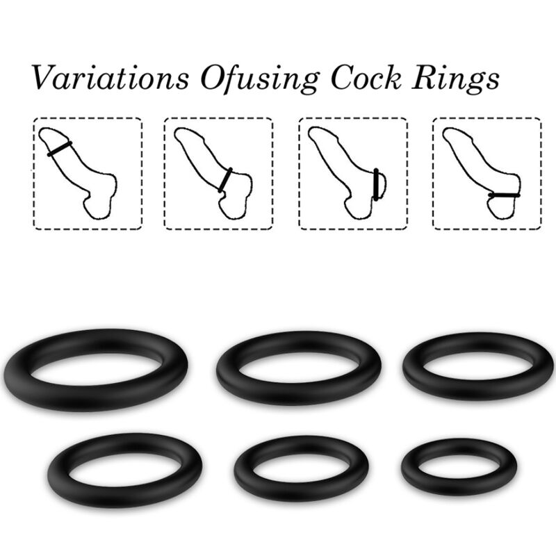 Kit Cockring Silicone 6 Anneaux Extensibles Multi-Diamètres - Armony