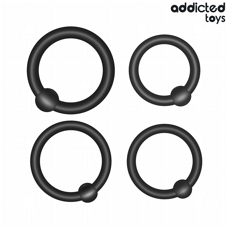 Lot de 4 Cockrings Silicone Pression Progressive 4 Tailles - Addicted Toys