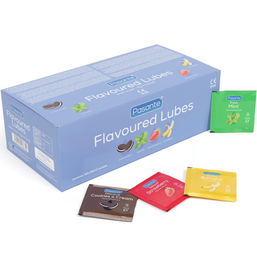 Lubrifiant Aromatisé Base Eau 144 Sachets 5 ml 4 Saveurs - Pasante