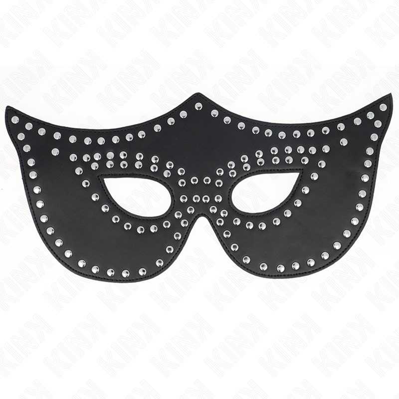 Masque BDSM Cuirette à Rivets Modèle 2 Bandes Réglables - Kink