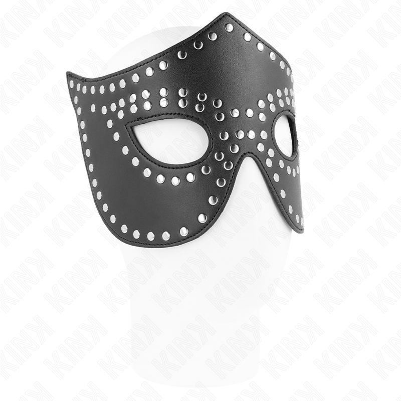 Masque BDSM Cuirette à Rivets Modèle 2 Bandes Réglables - Kink