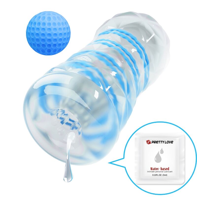 Masturbateur Compact Spirales Bleues Texturé Étanche - Pretty Love