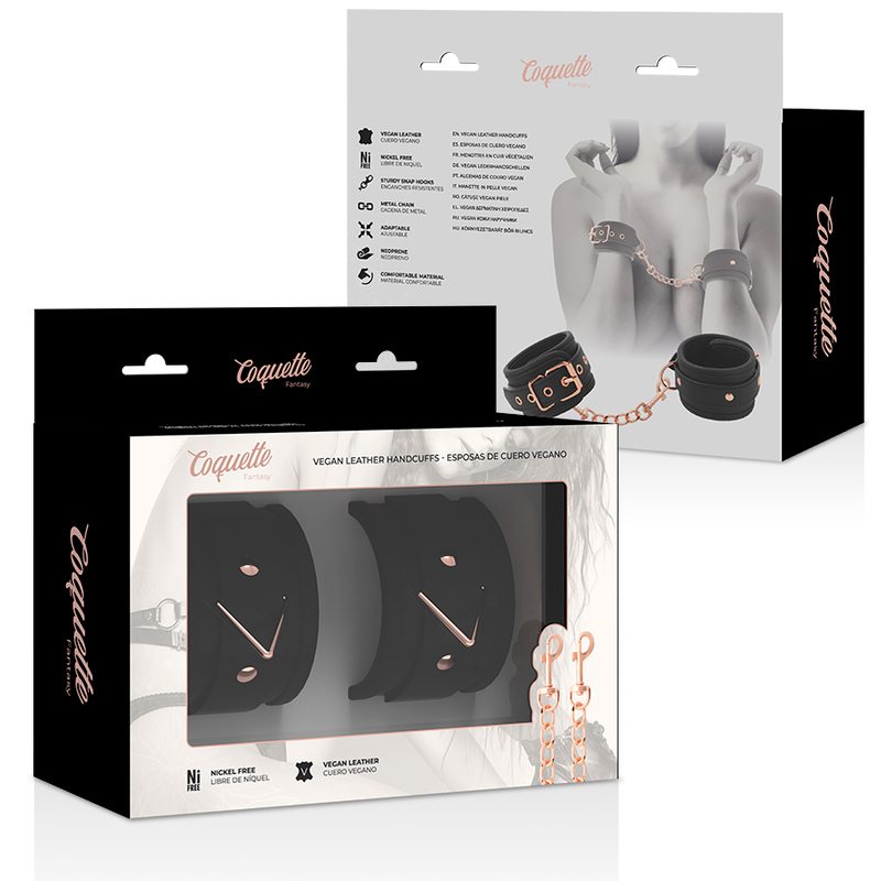 Menottes BDSM Chic Desire Cuir Végan Doublure Néoprène Sans Nickel - Coquette