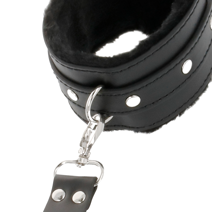 Menottes BDSM Cuir Mains et Pieds Réglables Anneaux en D - Darkness