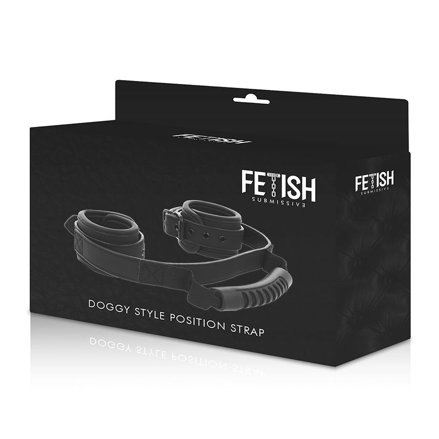 Menottes BDSM Cuir Vegan Doublure Néoprène avec Poignée - Fetish Submissive