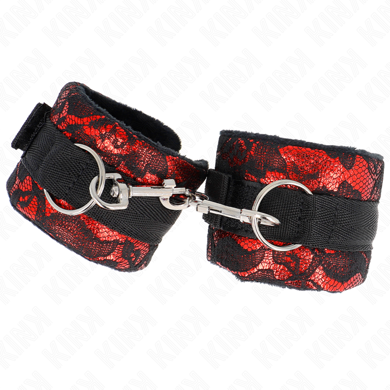Menottes Courtes Dentelle Velours Reliure Nylon 23 cm - Kink