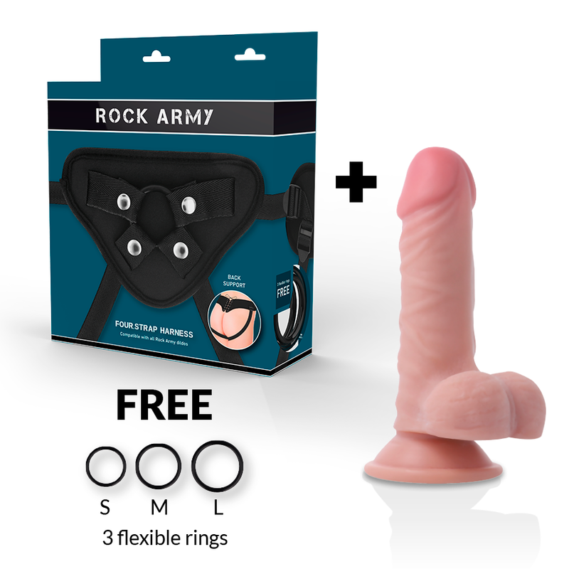 Pack Gode Ceinture Réaliste Panzer Double Densité 17 cm Ventouse - Rock Army
