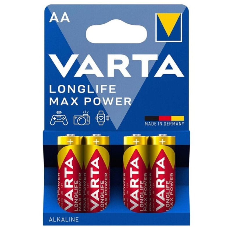 Piles Alcalines AA LR6 Max Power Longue Durée Pack de 4 - Varta