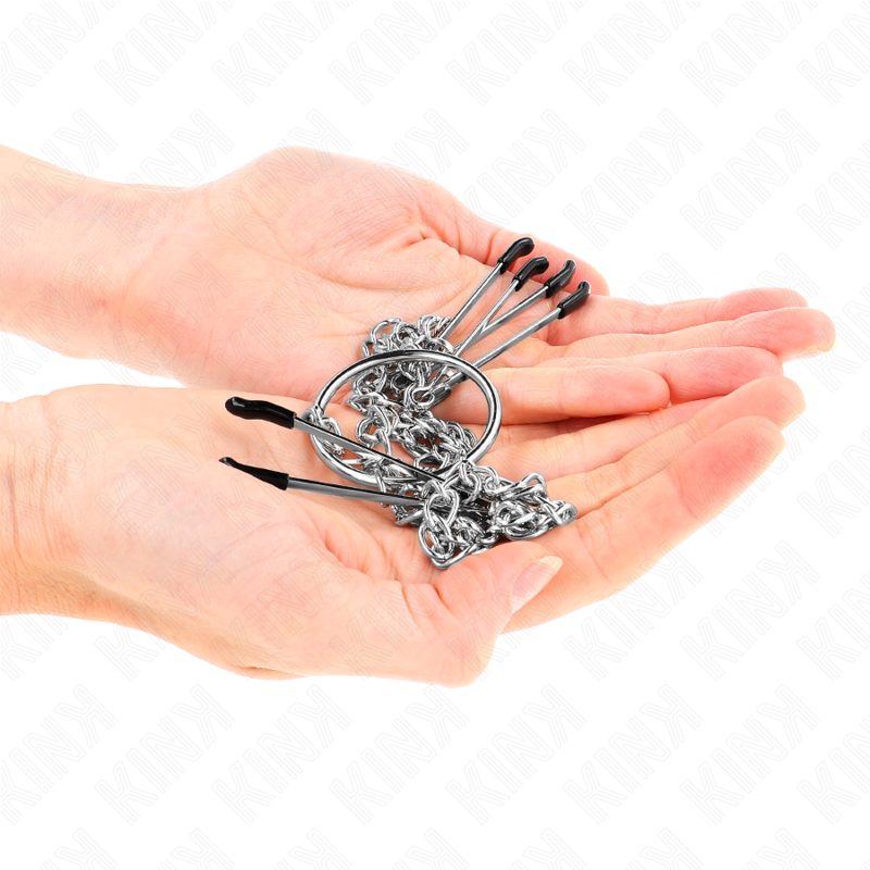 Pinces à Tétons et Clitoris Triple avec Chaîne Modèle 1 - Kink