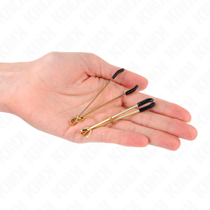 Pinces à Tétons Fines Or 7 cm Ajustables BDSM - Kink