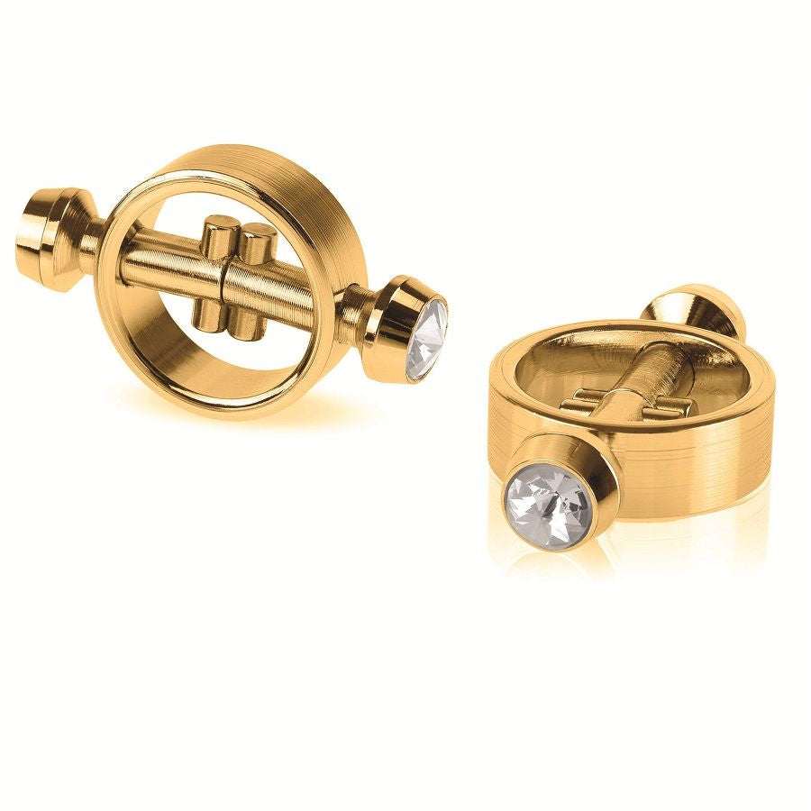 Pinces à Tétons Magnétiques Bijou Métal Poli Main - Fetish Fantasy Gold