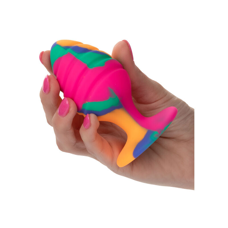 Plug Anal Cheeky Grande Swirl Silicone Ventouse Tie-Dye - CalExotics