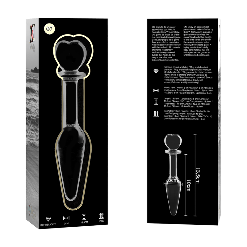 Plug Anal Verre Borosilicate Modèle 7 Transparent 13,5 cm - Nebula Series By Ibiza