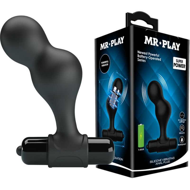 Plug Anal Vibrant Silicone 10 Modes Col Étroit Noir - Mr Play