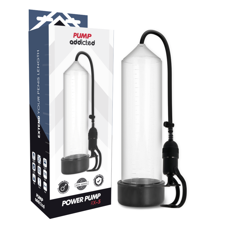Pompe à Pénis Manuelle RX5 Gâchette Cylindre Gradué - Pump Addicted