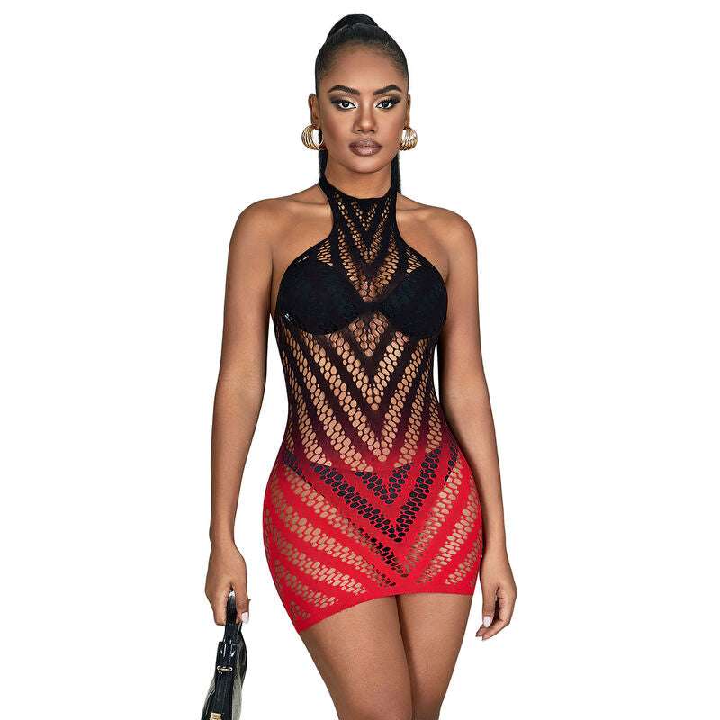 Robe Résille Élastique Dégradé Rouge et Noir Taille Unique - Subblime