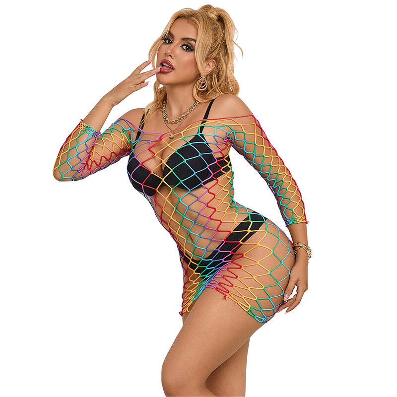 Robe Résille Manches Longues Arc-en-Ciel Taille Unique - Subblime
