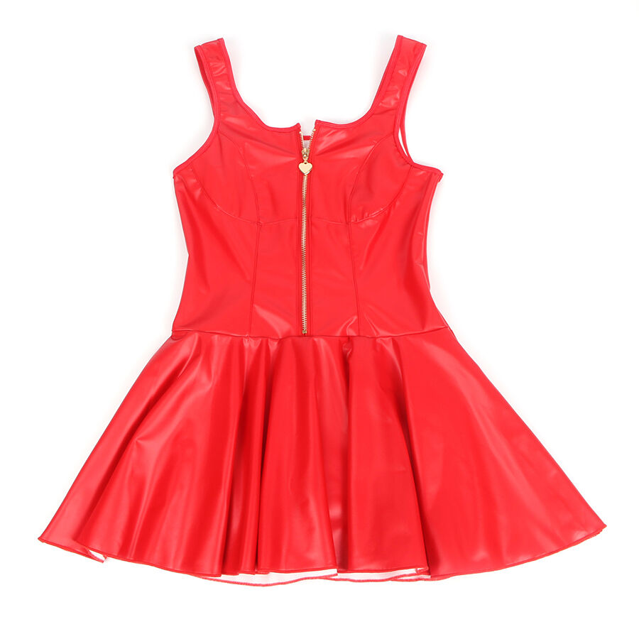 Robe Similicuir Stretch Fermeture Éclair Cœur Bretelles Larges - Subblime