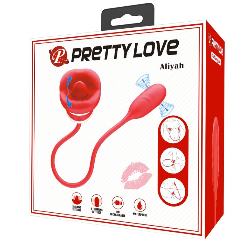 Stimulateur Clitoridien Aliyah Langue Léchante Bouche Rouge Rechargeable - Pretty Love