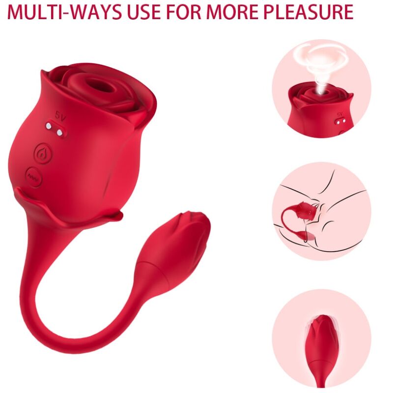 Stimulateur Clitoridien Aspiration et Vibration Forme Rose 10 Modes - Armony