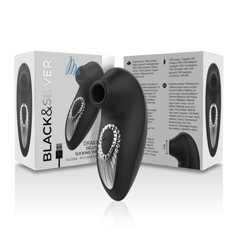 Stimulateur Clitoridien par Aspiration Drake Deluxe Rechargeable - Black&Silver