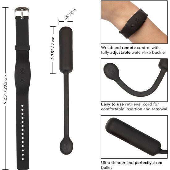 Œuf Vibrant Petite Bullet Télécommande Bracelet 12 Modes Rechargeable - CalExotics