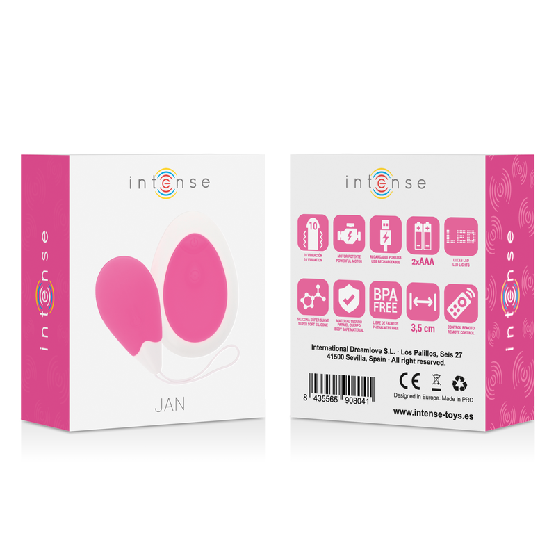 Œuf Vibrant Télécommandé Jan 10 Modes Rechargeable USB - Intense