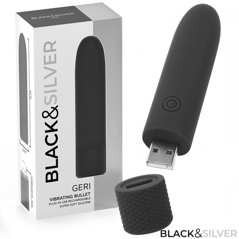 Vibromasseur Bullet Geri Rechargeable USB 8 Vibrations Submersible - Black&Silver